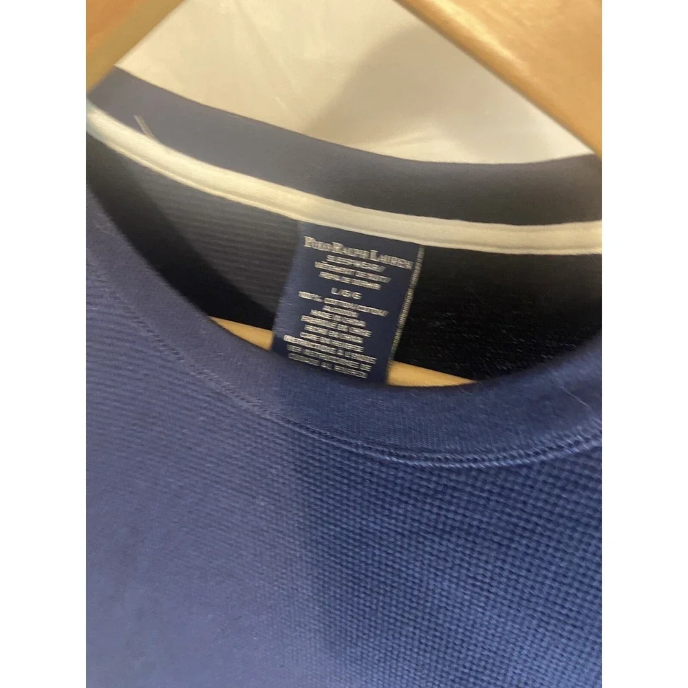 Men's Polo Ralph Lauren Navy Sleepwear Waffle Style Long Sleeve Shirt- Size L